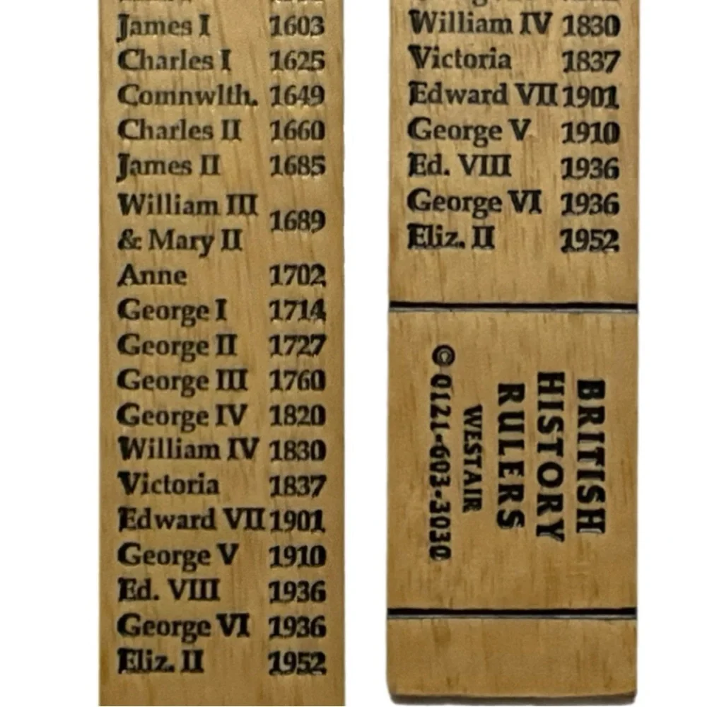 British Rulers History Ruler - Wood Centimeter Ruler - Picture 4 of 7